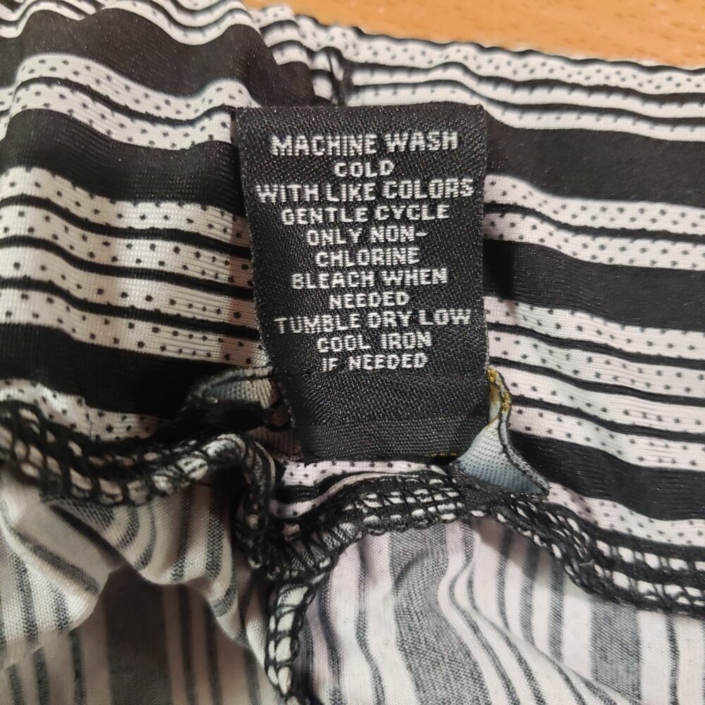 Robert Louis Wide Leg Palazzo Pull-On Pants Black & White Stripe Size Large New - Picture 6 of 6